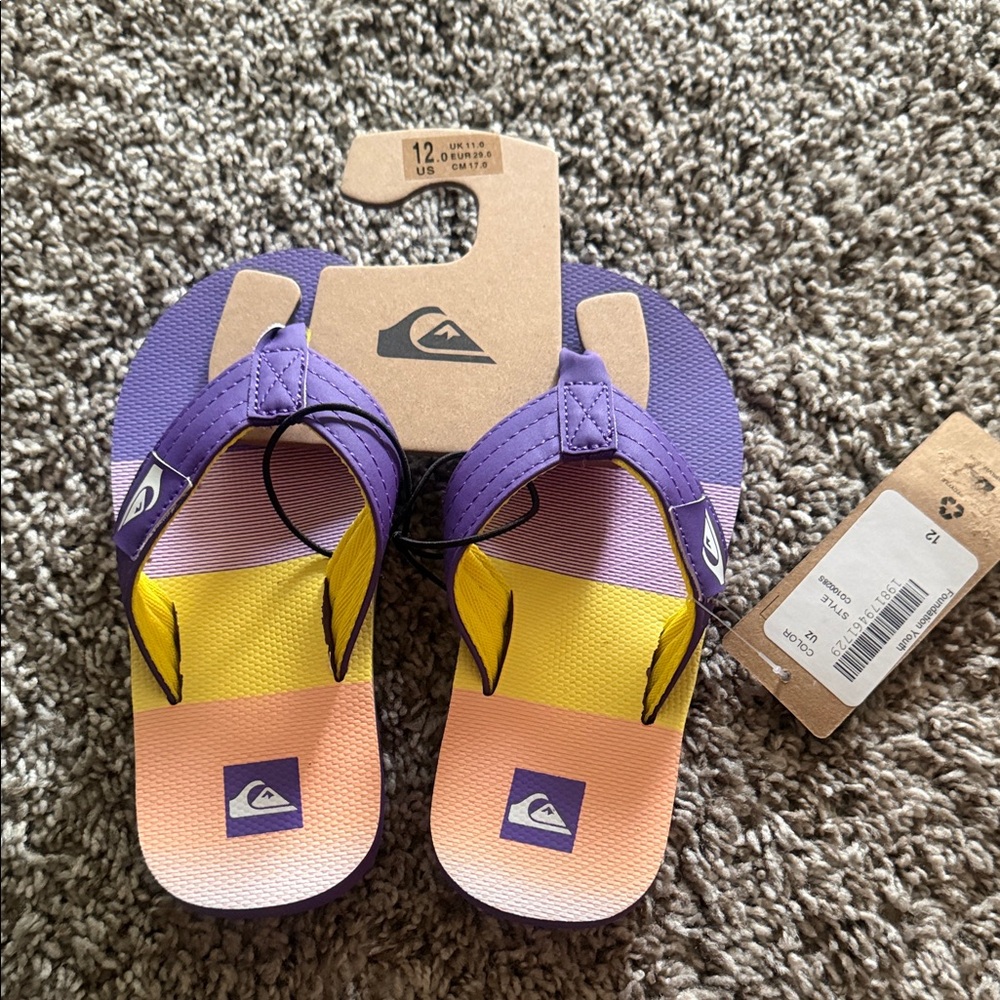 Quiksilver Children’s Vibrant Purple and Yellow Sandals